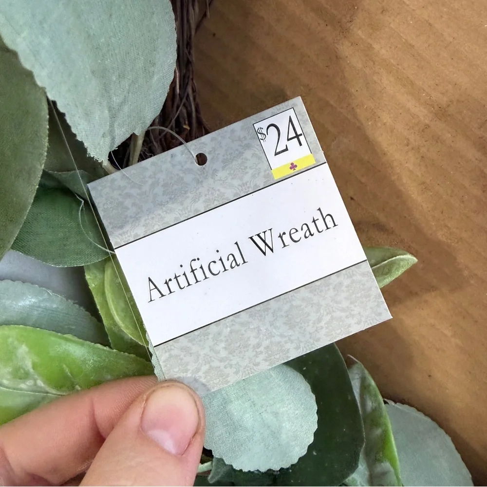 Artificial Wreath eucalyptus lambs ear faux wreath‎